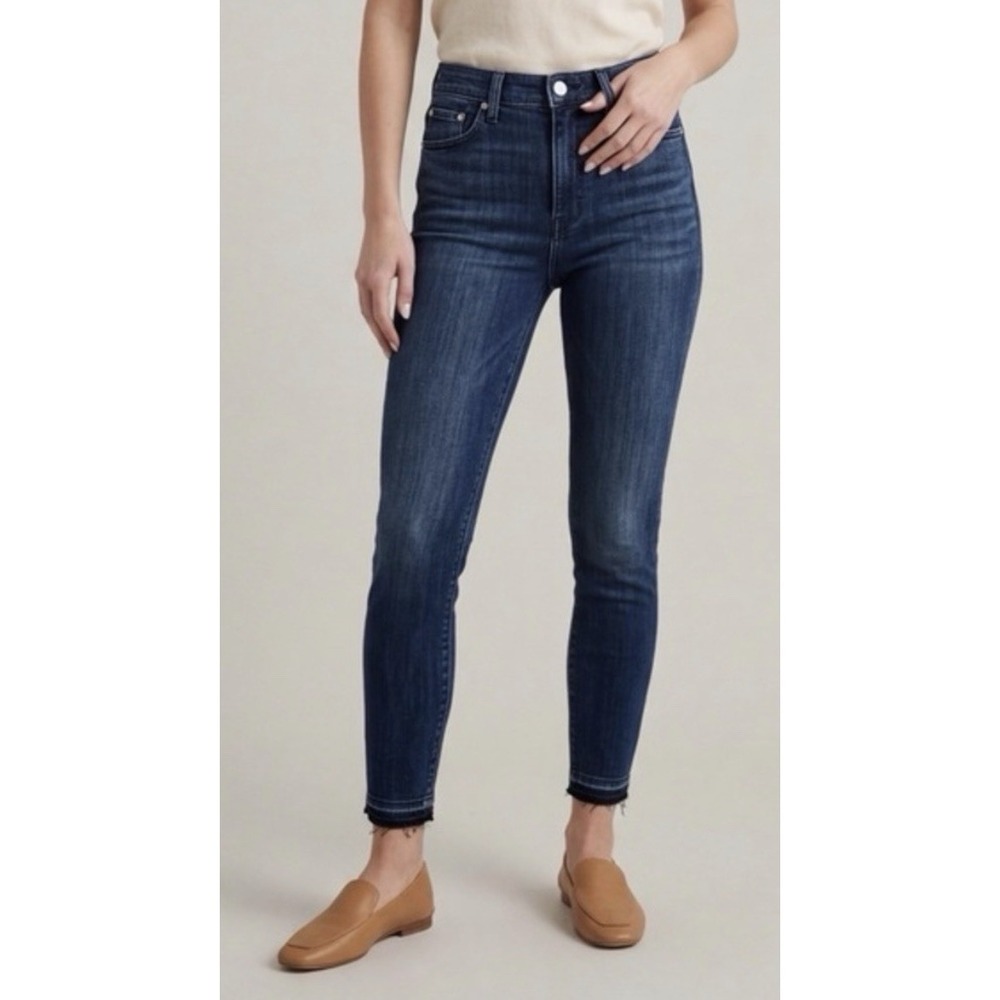 AYR Jeans The Riser High Rise Stretch Raw Hem Dark Blue Denim Women's 29/32 - Picture 2 of 8